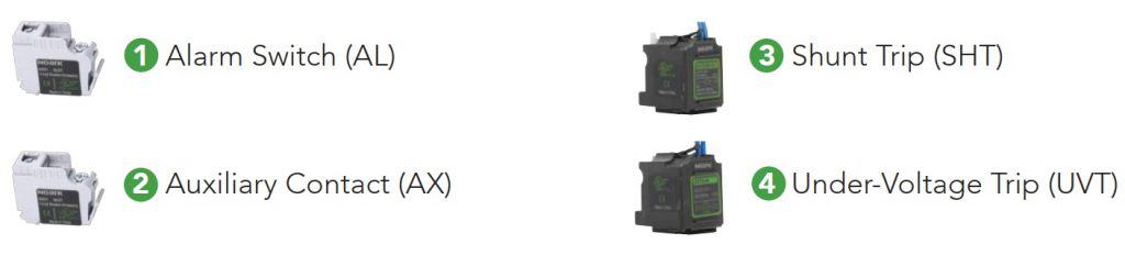 Noark Molded Case Internal Accessories Labeled